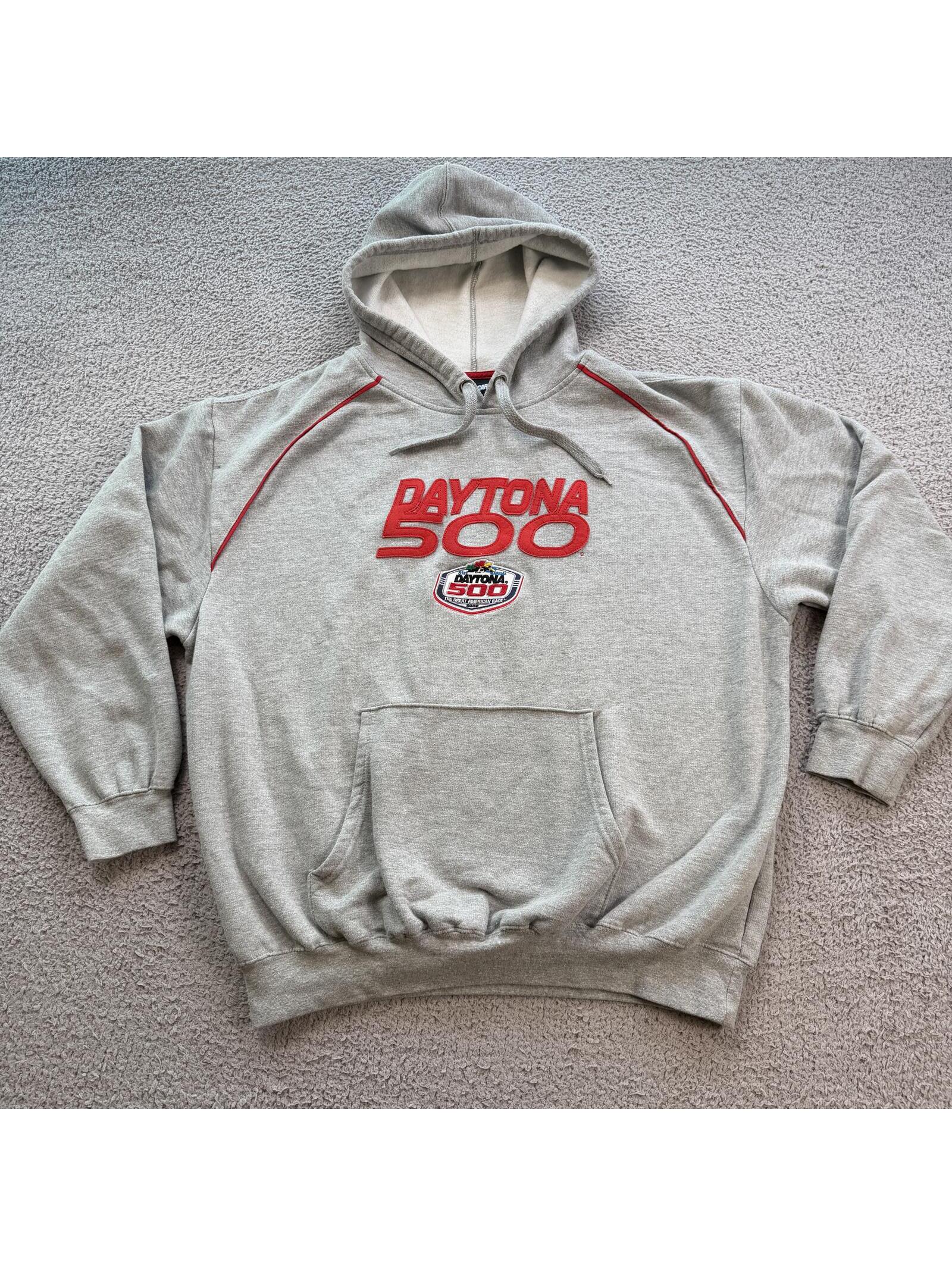 Vintage 2005 Daytona 500 Nascar Racing Hoodie Gray Red Felt Spellout Motor Xl